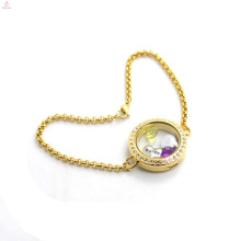 Wholesale Sale Stainless Steel Women Gold Floating Locket Bracelets Jewelry